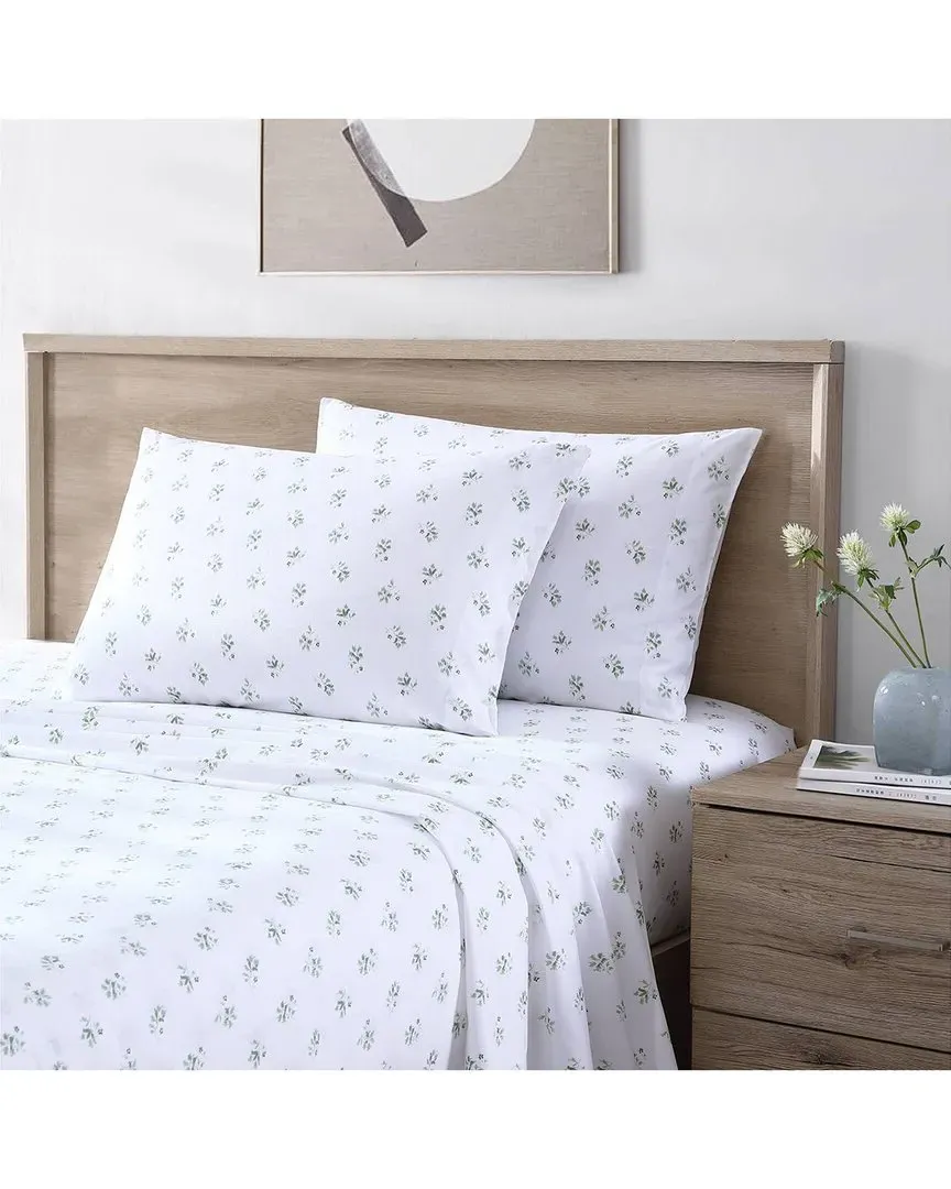 Sketchy Ditsy Cotton Percale Sheet Set - Green