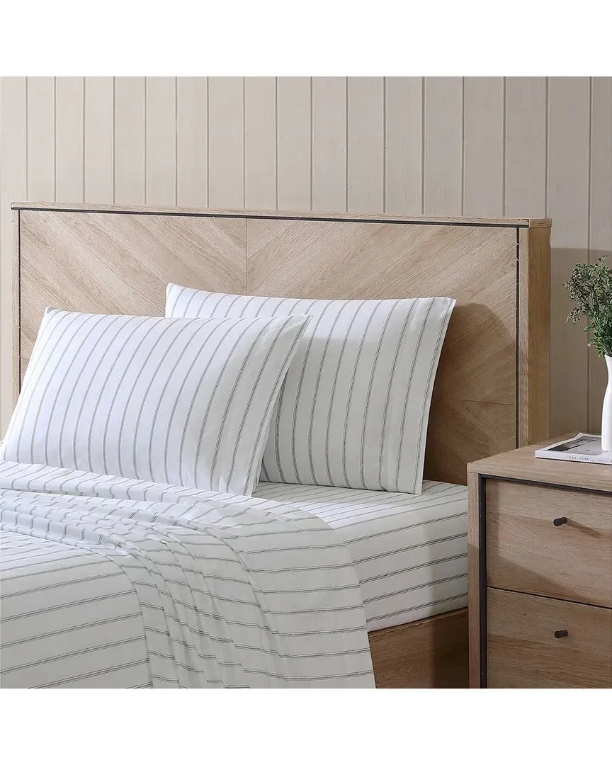 Trenton Stripe Cotton Percale Sheet Set - Green