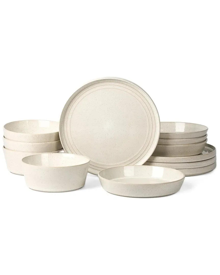Claire 12-Piece Dinnerware Set - White, Stoneware