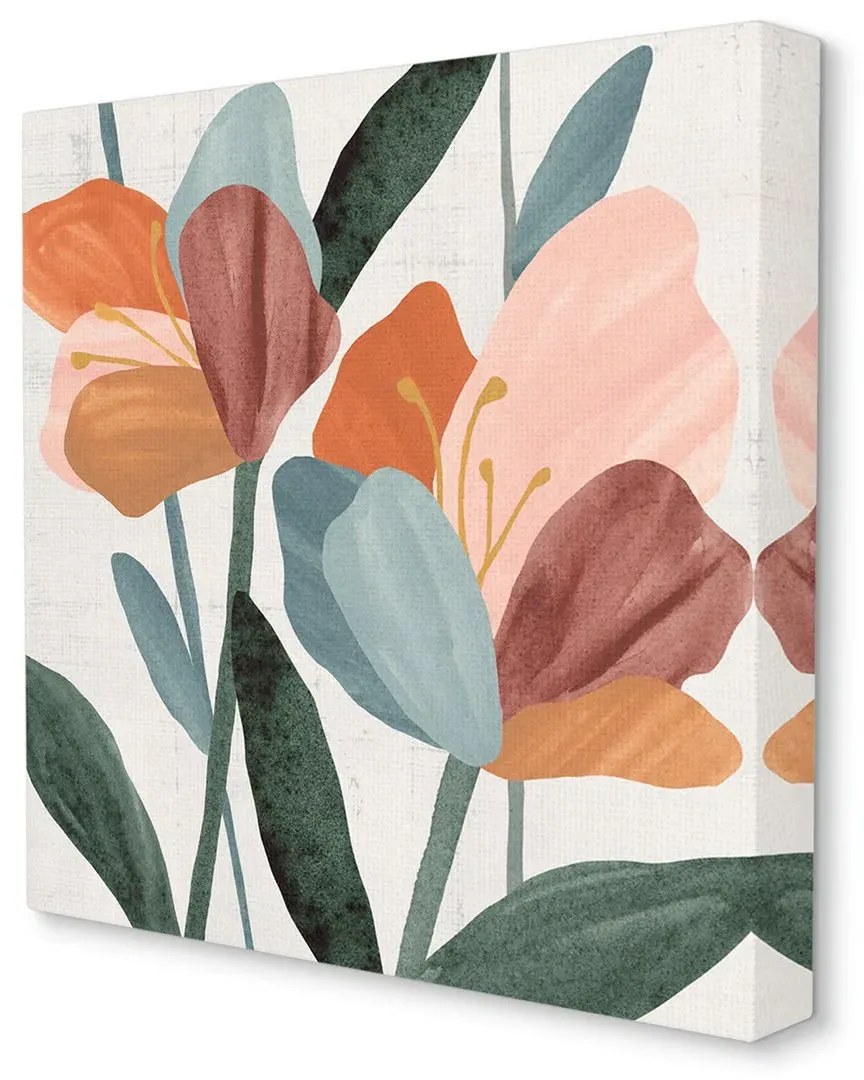 Abstract Azalea Flower Petals Stretched Canvas Wall Art - Pink