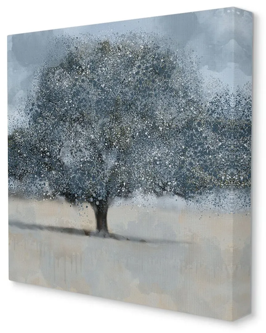 Abstract Blue Splatter Paint Tree Canvas Wall Art - Blue