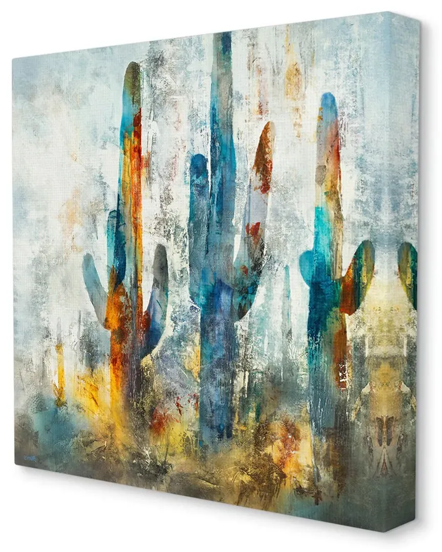 Abstract Cacti Silhouettes Stretched Canvas Wall Art - Multicolor image
