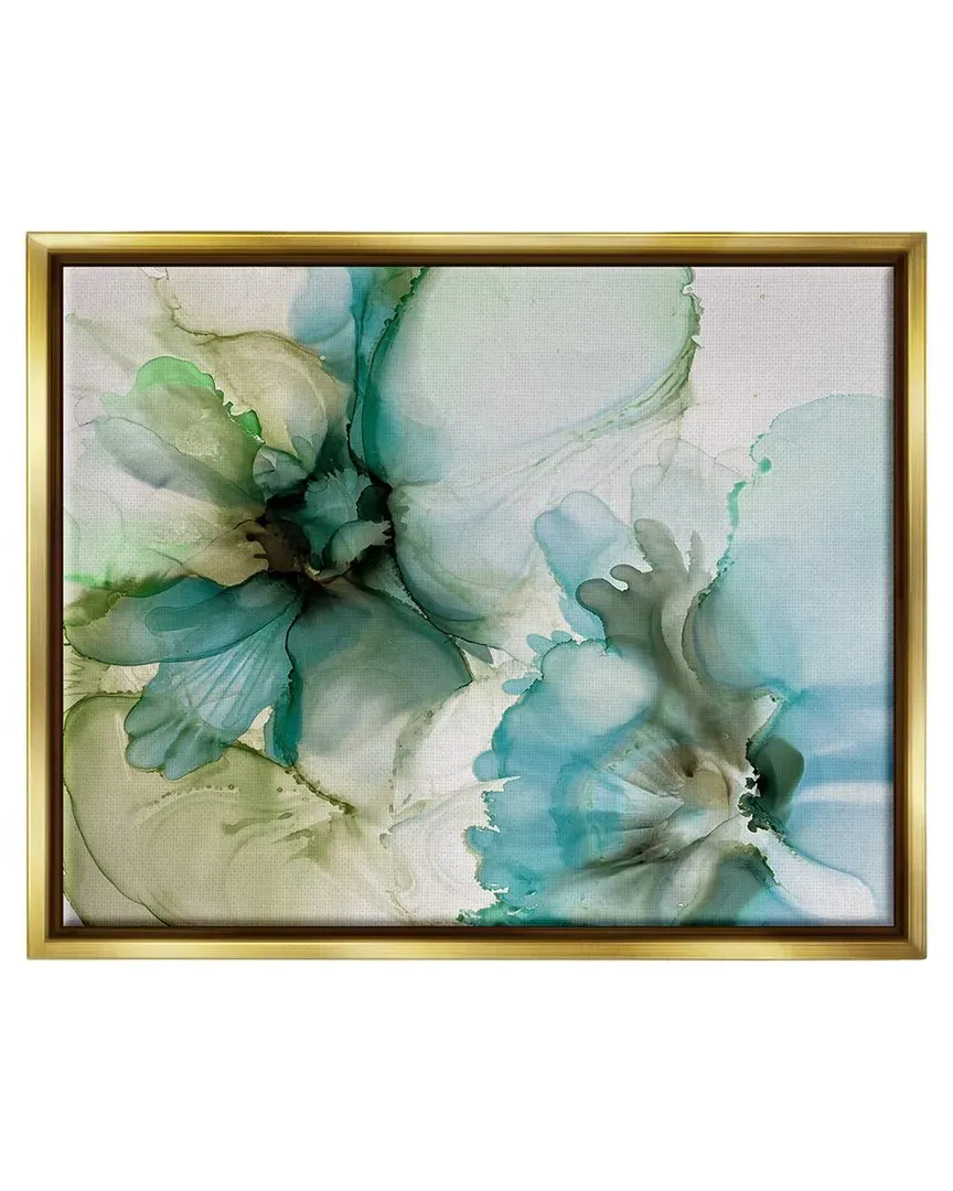 Abstract Flower Petals Blooming Framed Canvas Wall Art - Gold