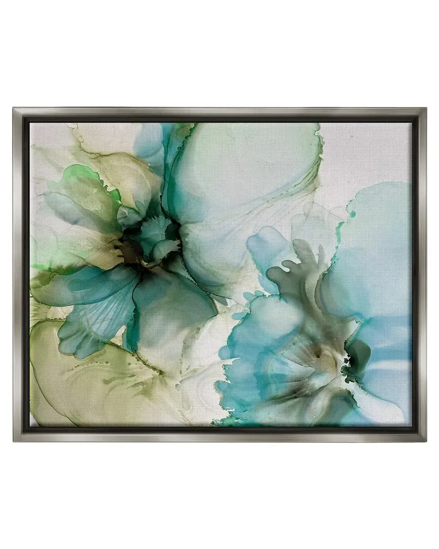 Abstract Flower Petals Blooming Framed Canvas Wall Art - Gray