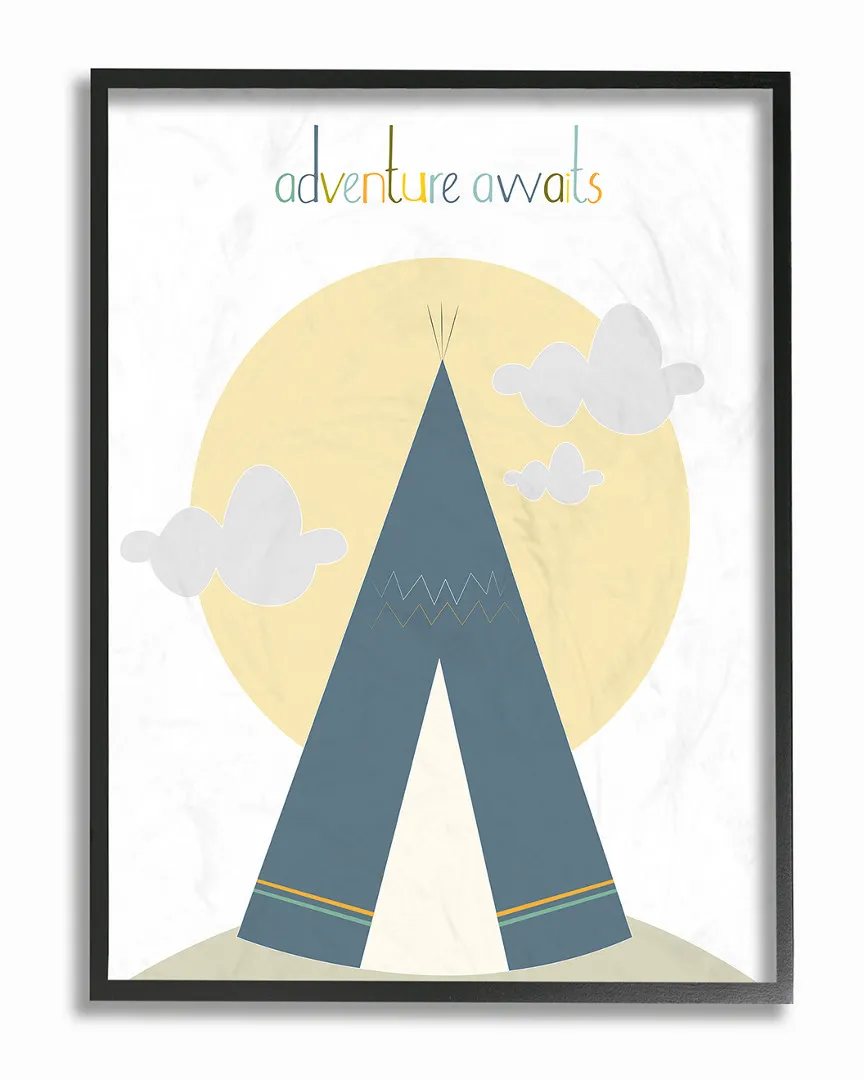 Adventure Awaits Tee Pee Framed Art - Blue image