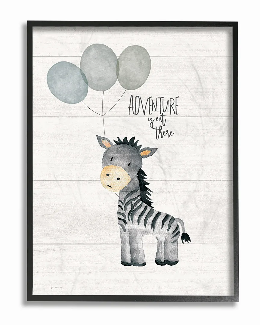 Adventure Is Out There Zebra Framed Art - Black image