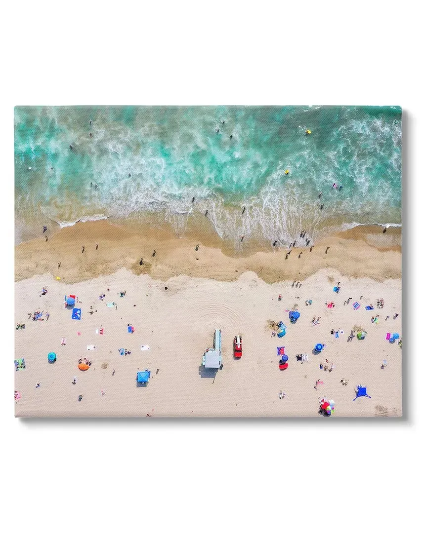 Aerial Summer Beach Umbrellas Canvas Wall Art