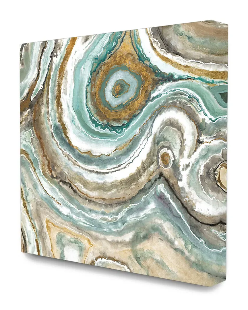 Aqua Geode Stone Canvas Wall Art - Stretched Canvas