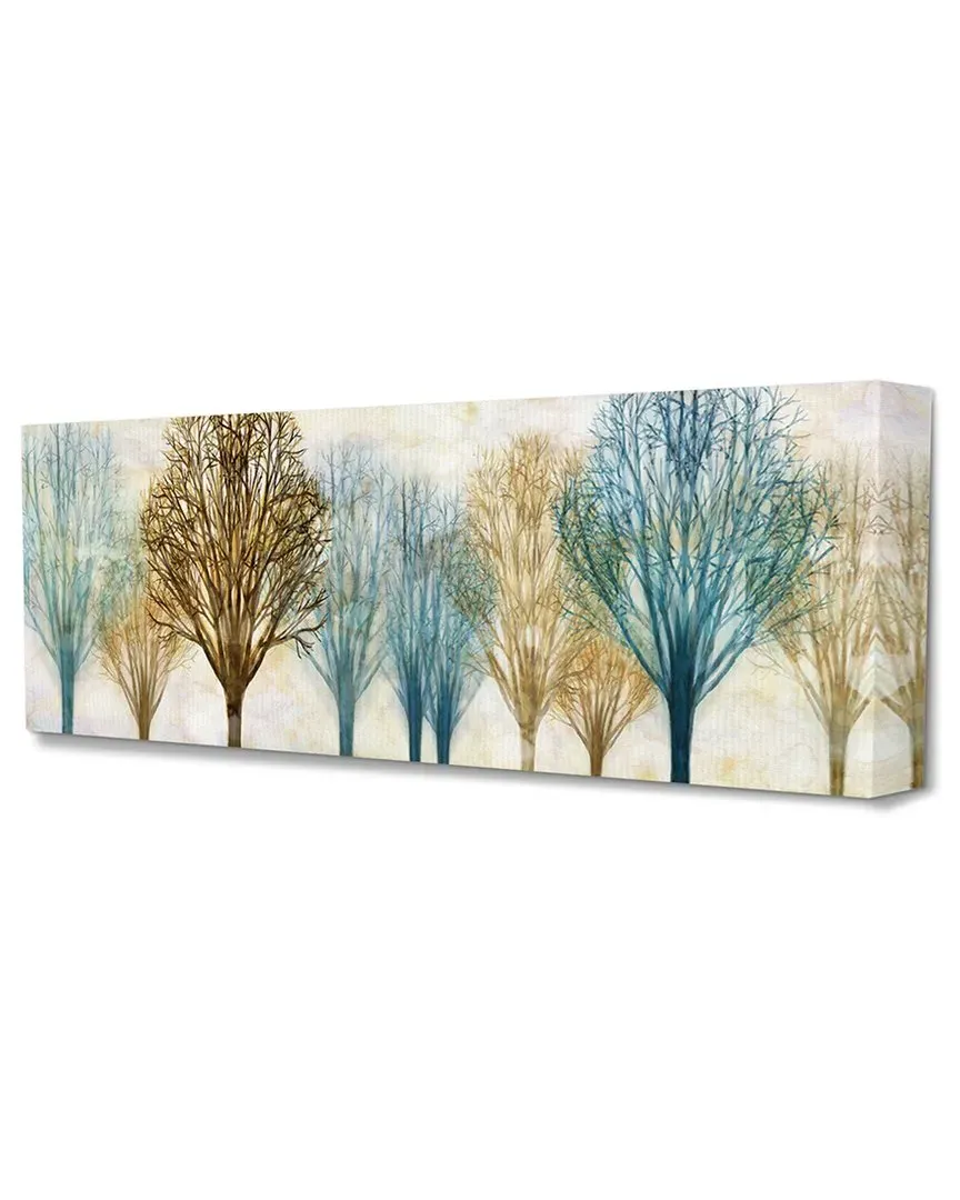 Autumn Tree Forest Bare Branches Canvas Wall Art - Blue image