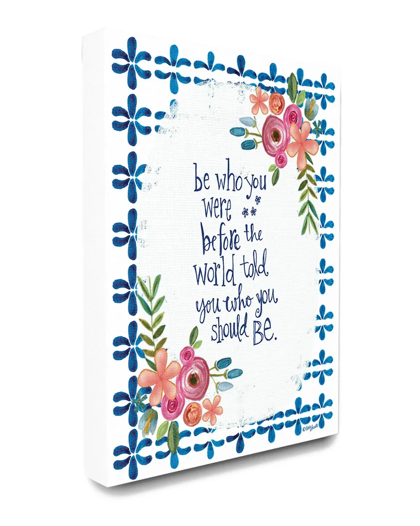 Be Who You Were Floral Typography Canvas Art Print image