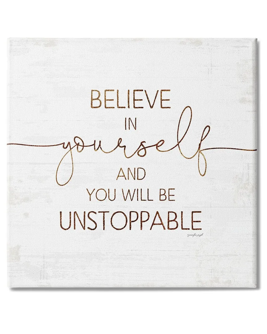 Believe In Yourself Rustic Typography Canvas Wall Art - Off-White