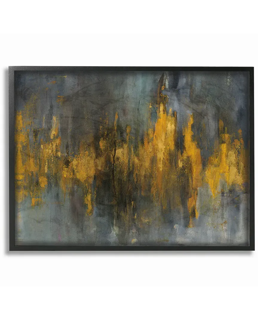 Black And Gold Abstract Fire by Danhui Nai Framed Art