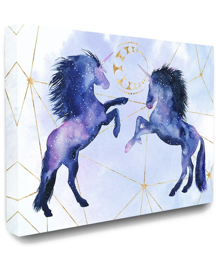 Blue and Purple Universe Unicorns Canvas Art Print