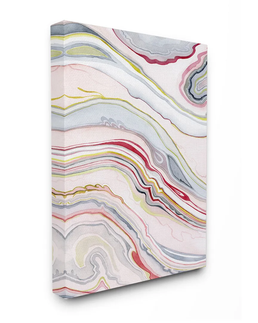 Blue Pink Red Green Watercolor Marbling Abstract Canvas Art