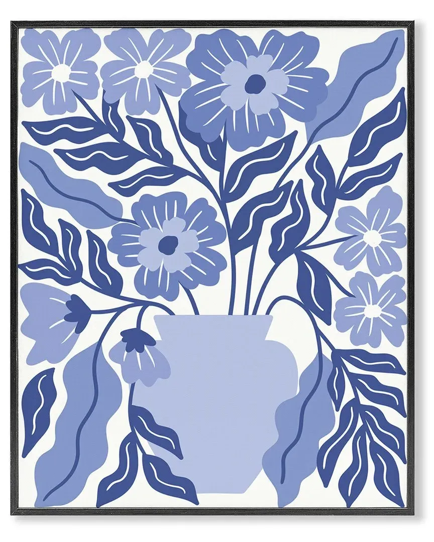 Blue & White Flower Vase Framed Giclee Art - MDF image