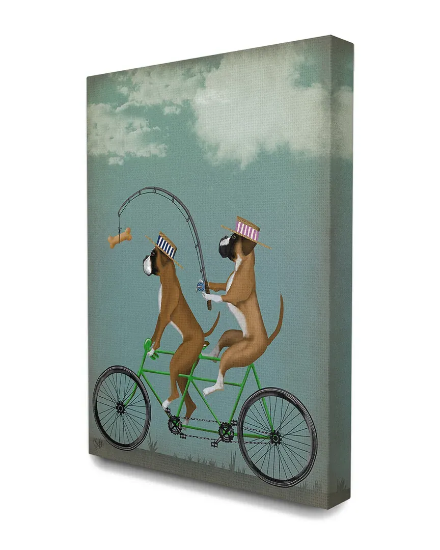 Boxer Dogs Share a Bicycle Canvas Art Print image