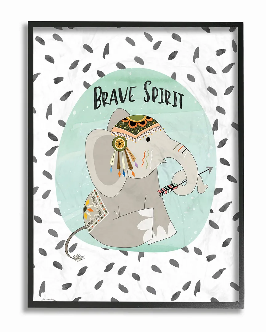 Brave Spirit Tribal Elephant Framed Art - Black