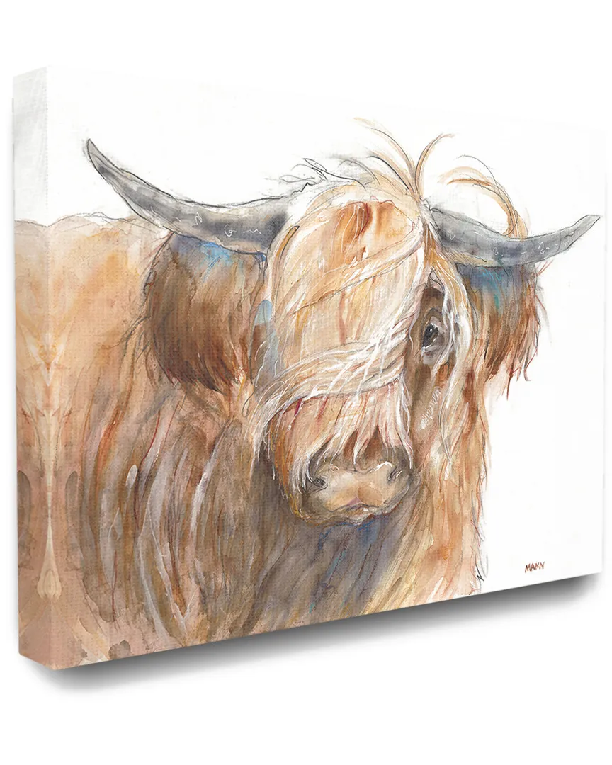 Brown Horned Bull Canvas Art Print