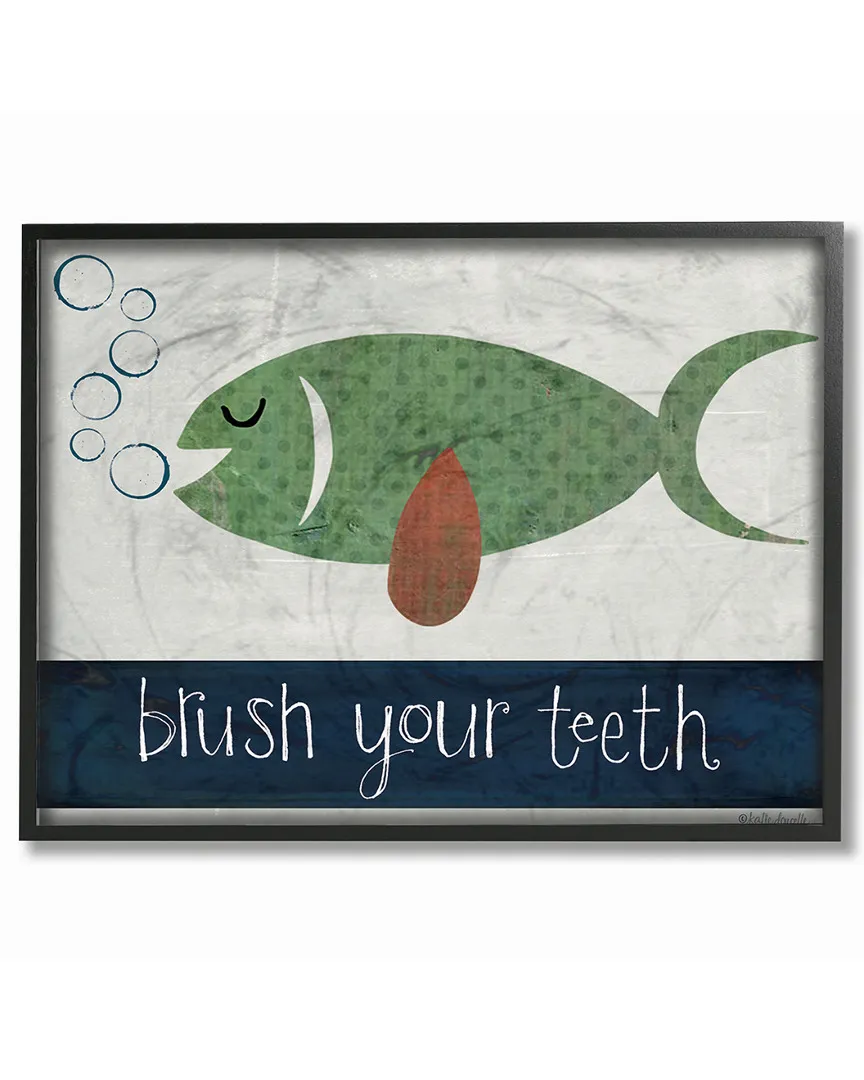 Brush Your Teeth Fish Framed Art by Katie Doucette image
