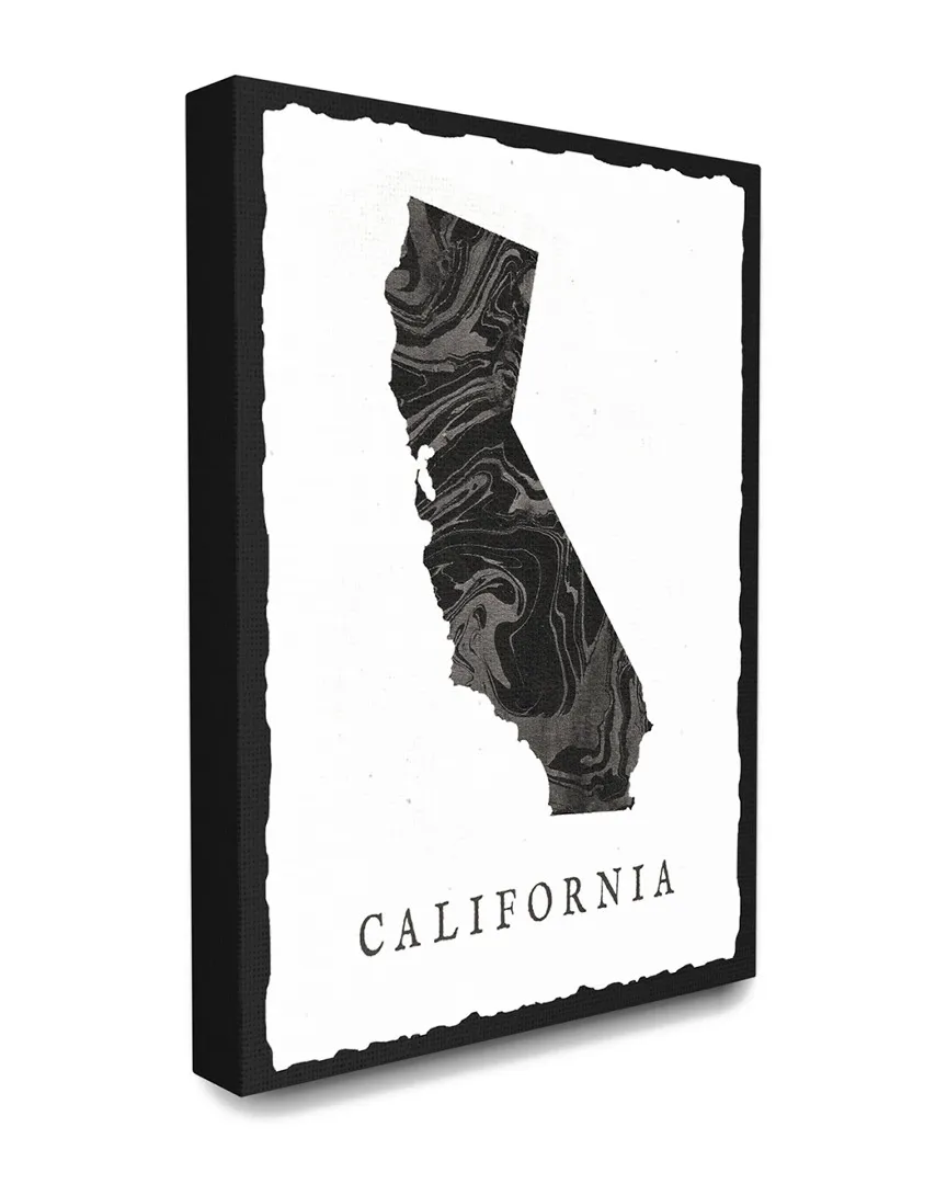 California State Silhouette Canvas Art Print - Black, Grey
