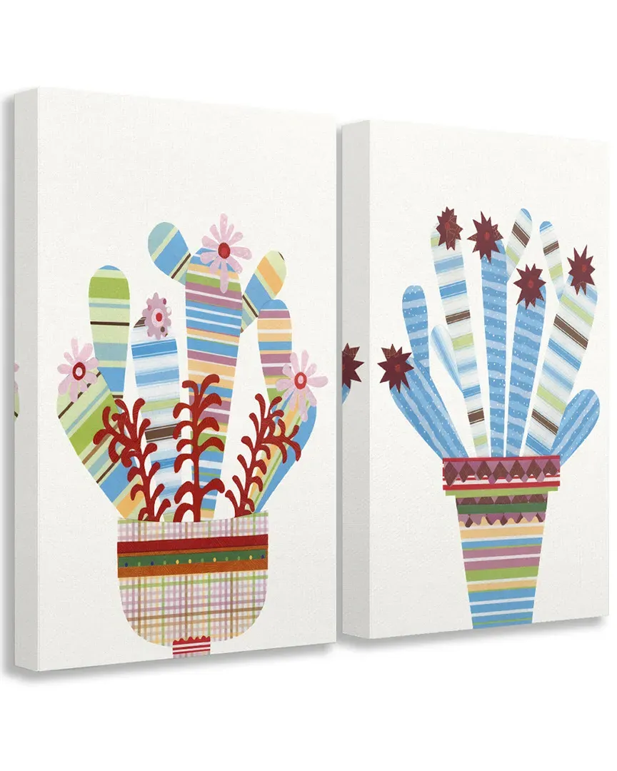 Cheerful Succulents Colorful Patterns Canvas Art 2pc Set image