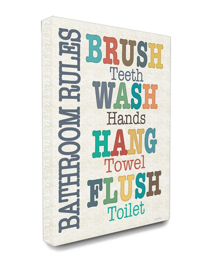 Colorful Bathroom Rules Typography Canvas Art Print image