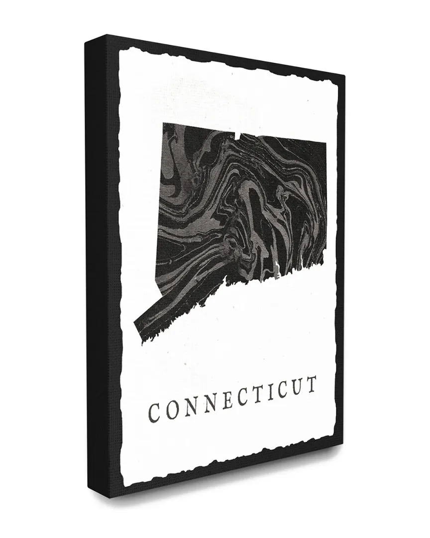 Connecticut State Silhouette Canvas Art Print - Black, Grey