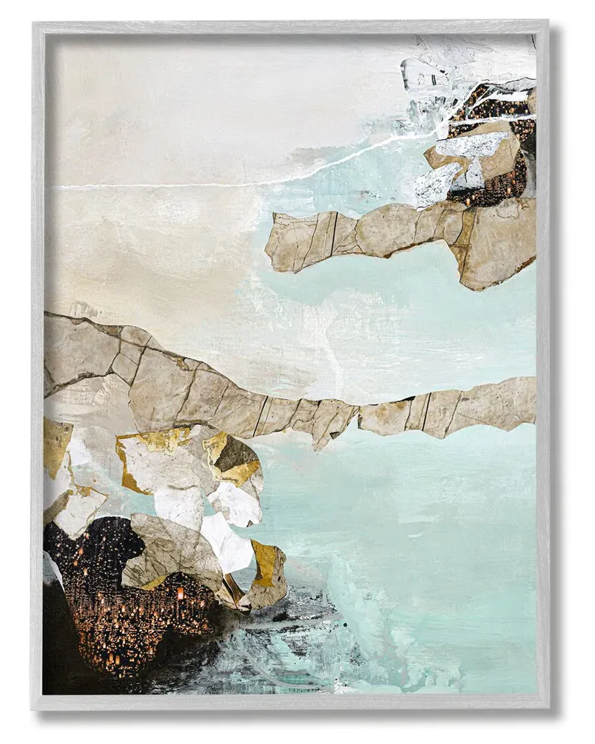 Design Fabrikken Abstract Beach Shoreline Framed Giclee Wall Art - Gray
