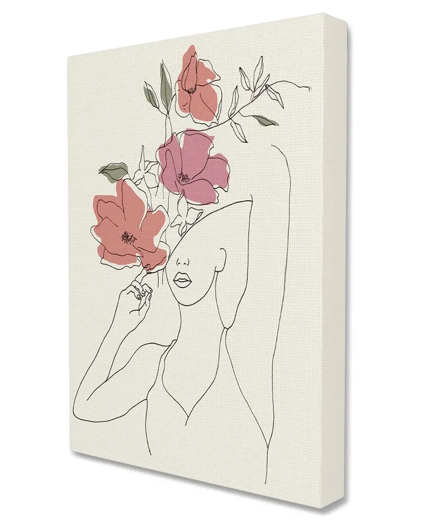 Female Linework Portrait Canvas Wall Art by Melissa Wang - Beige image