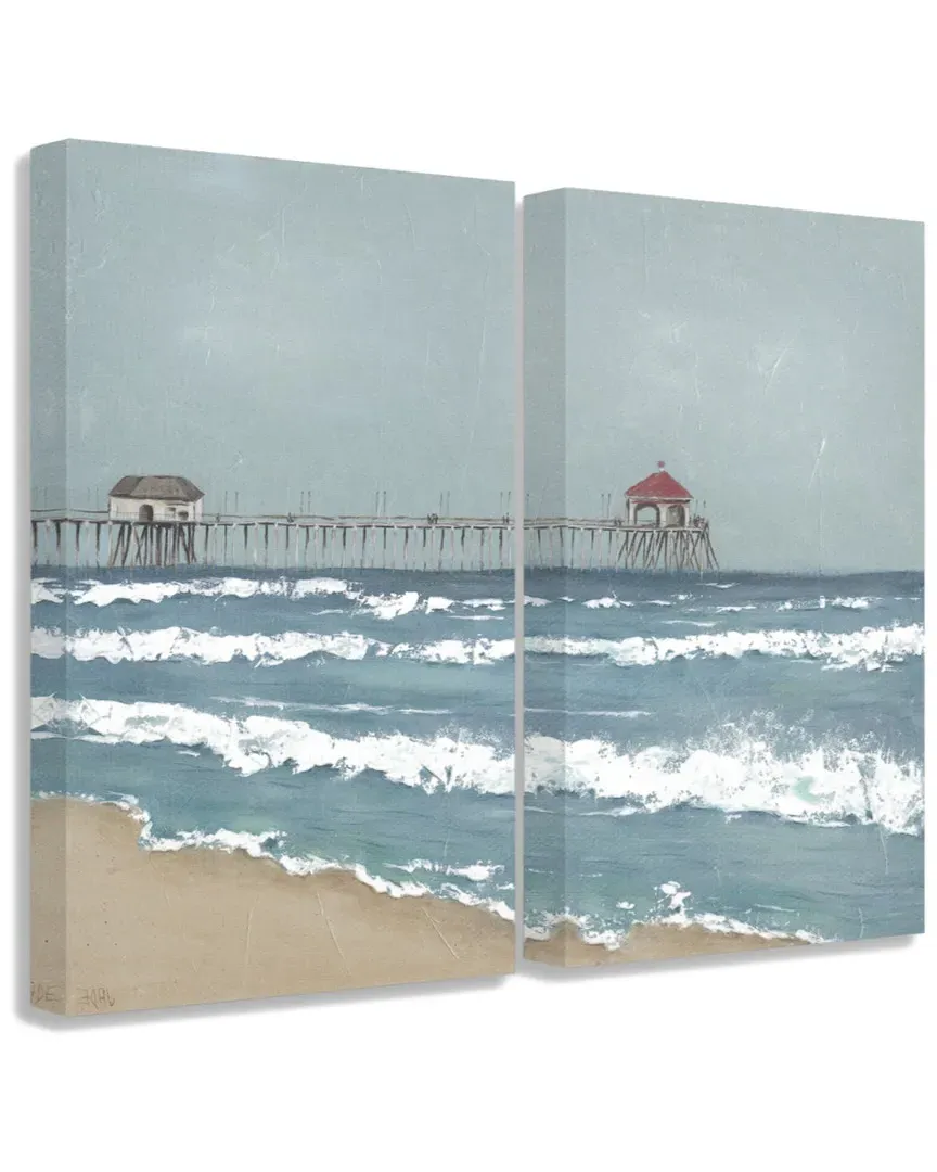 Fishing Pier Beach Diptych Canvas Art 2pc Set