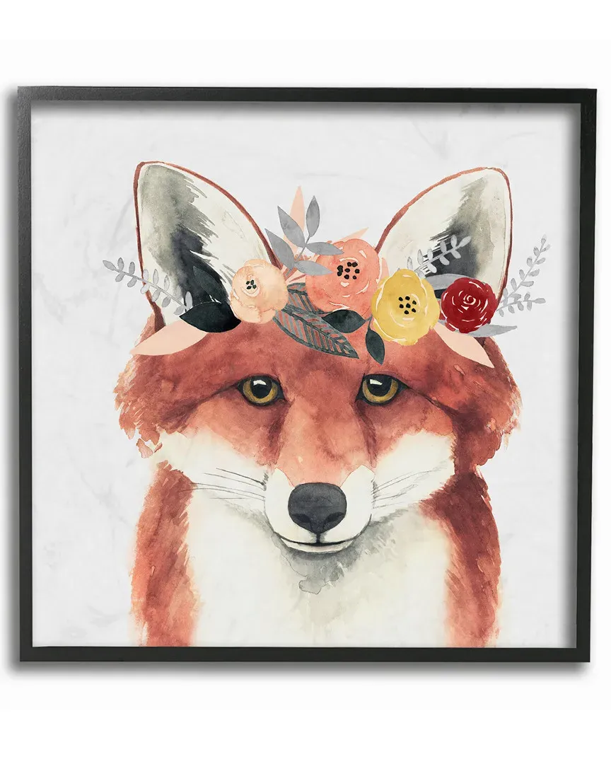 Forest Fox In Flower Crown Framed Art by Grace Popp
