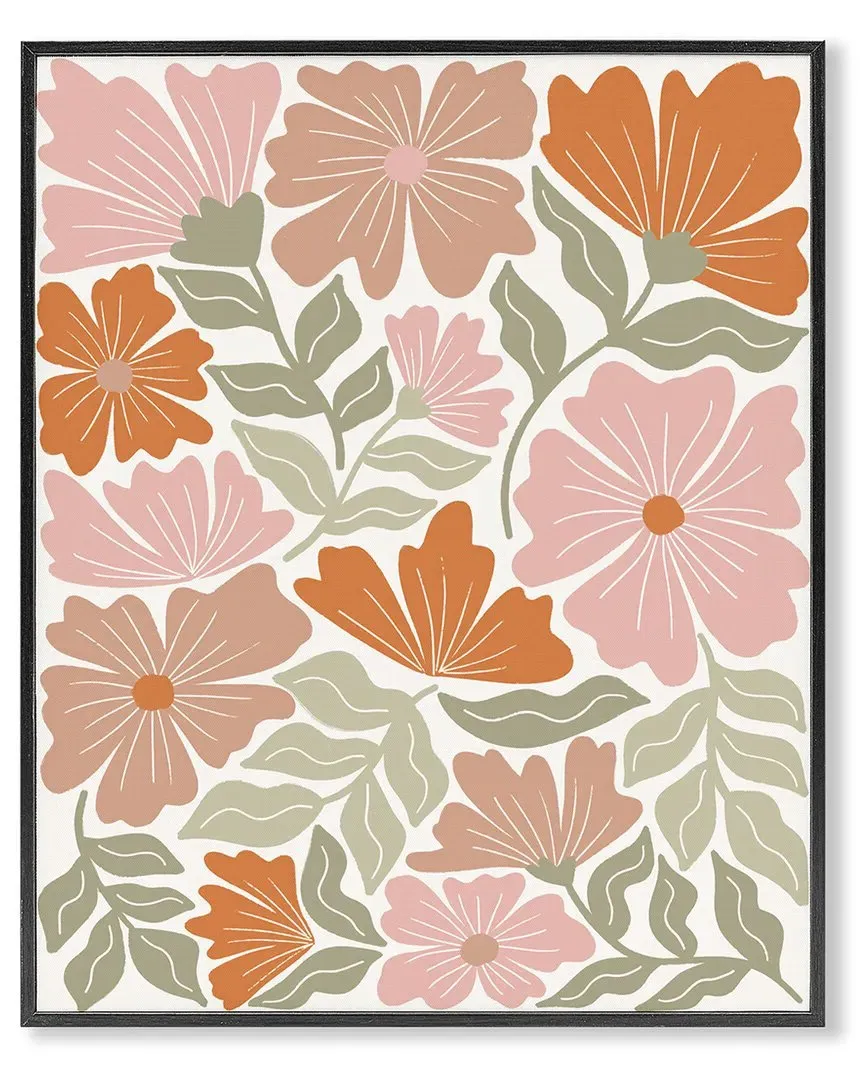 Funky Asymmetrical Florals Framed Giclee Art - Black image