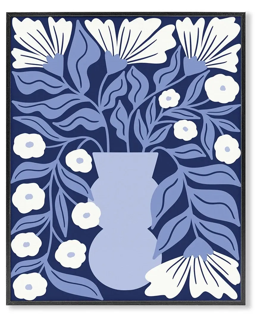 Funky Blue Flower Vase Framed Giclee Art - MDF image