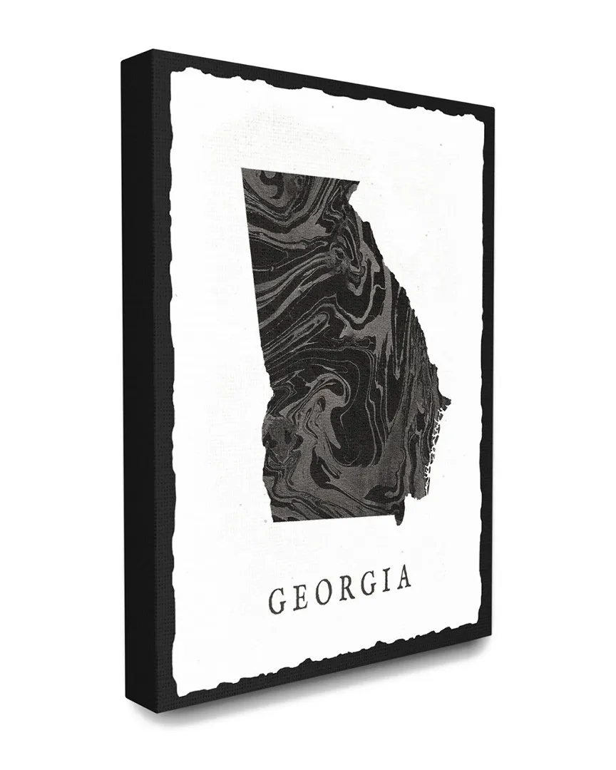 Georgia State Silhouette Canvas Art Print - Black, Grey