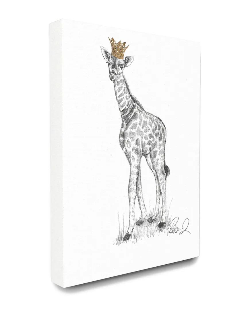 Giraffe Royalty Canvas Art Print - Graphite image