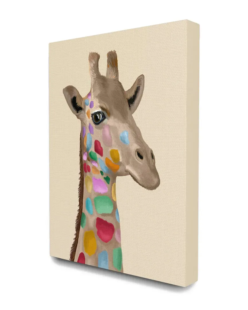 Giraffe with Rainbow Colored Spots Canvas Art Print image