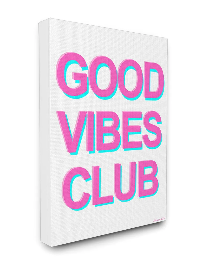 GOOD VIBES Neon Typography Stretched Canvas Wall Art
