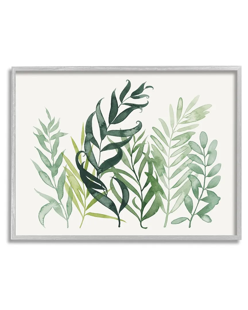 Grace Popp Layered Plant Leaves Botanical Framed Giclee Wall Art - Gray