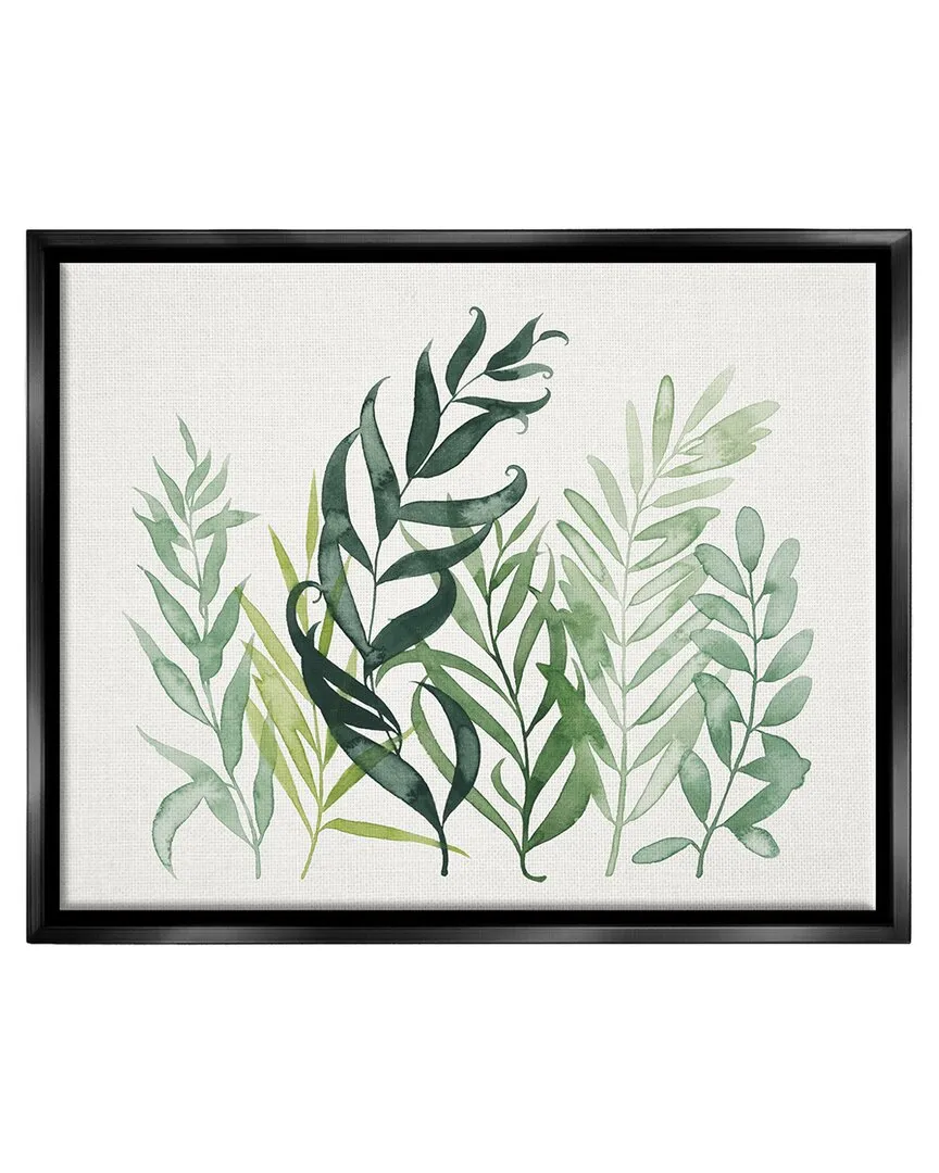 Grace Popp Layered Plant Leaves Framed Floater Canvas Wall Art - Black