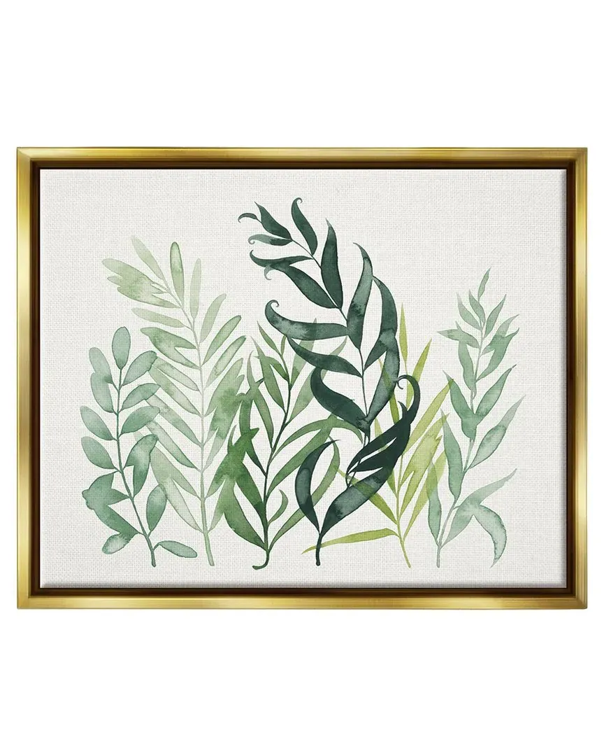 Grace Popp Layered Plant Leaves Framed Floater Canvas Wall Art - Gold