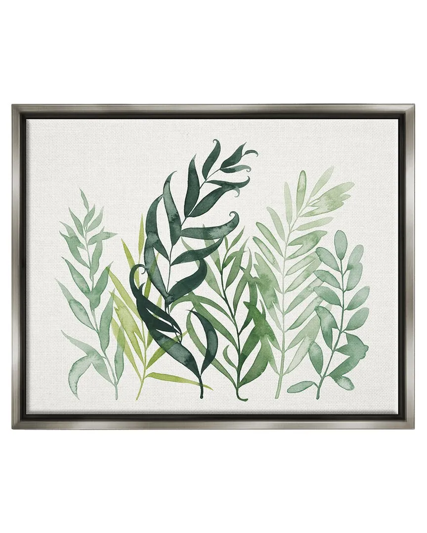 Grace Popp Layered Plant Leaves Framed Floater Canvas Wall Art - Gray