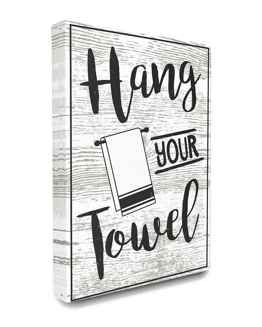 Hang Your Towel Typography Canvas Art Print - Black, White image