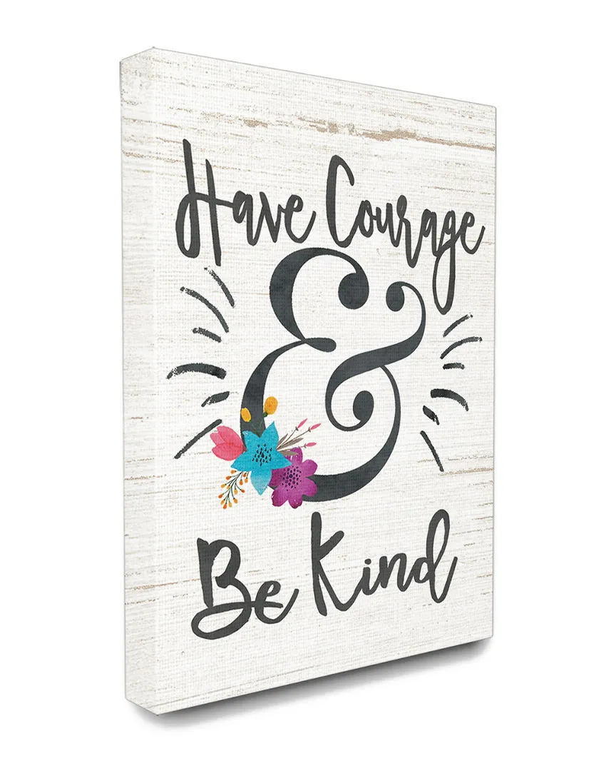 Have Courage And Be Kind Floral Canvas Wall Art image