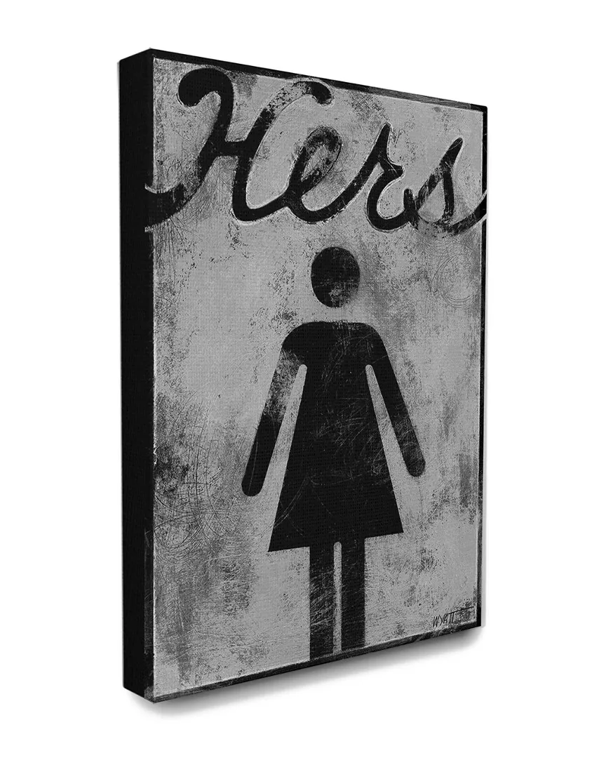 Hers Distressed Bathroom Sign - Canvas image