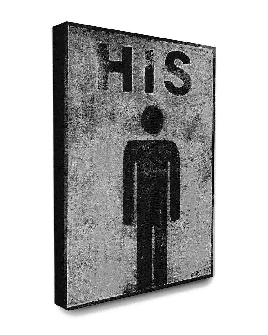 His Distressed Bathroom Sign - Canvas