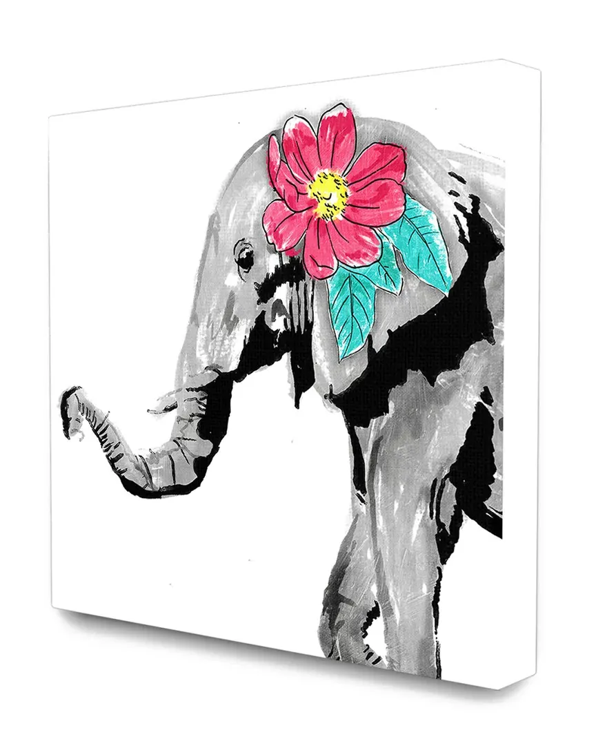 Home Decor Elephant with Floral Canvas Art Print image