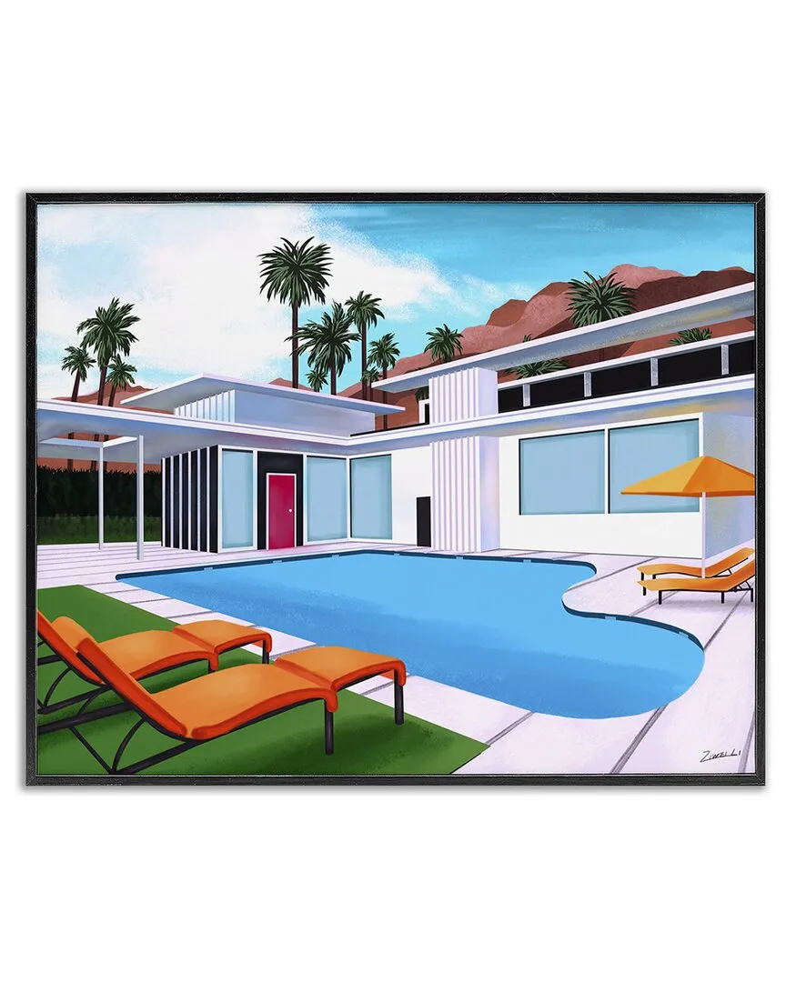 Home Poolside Desert Mountains Framed Giclee Art - MDF image