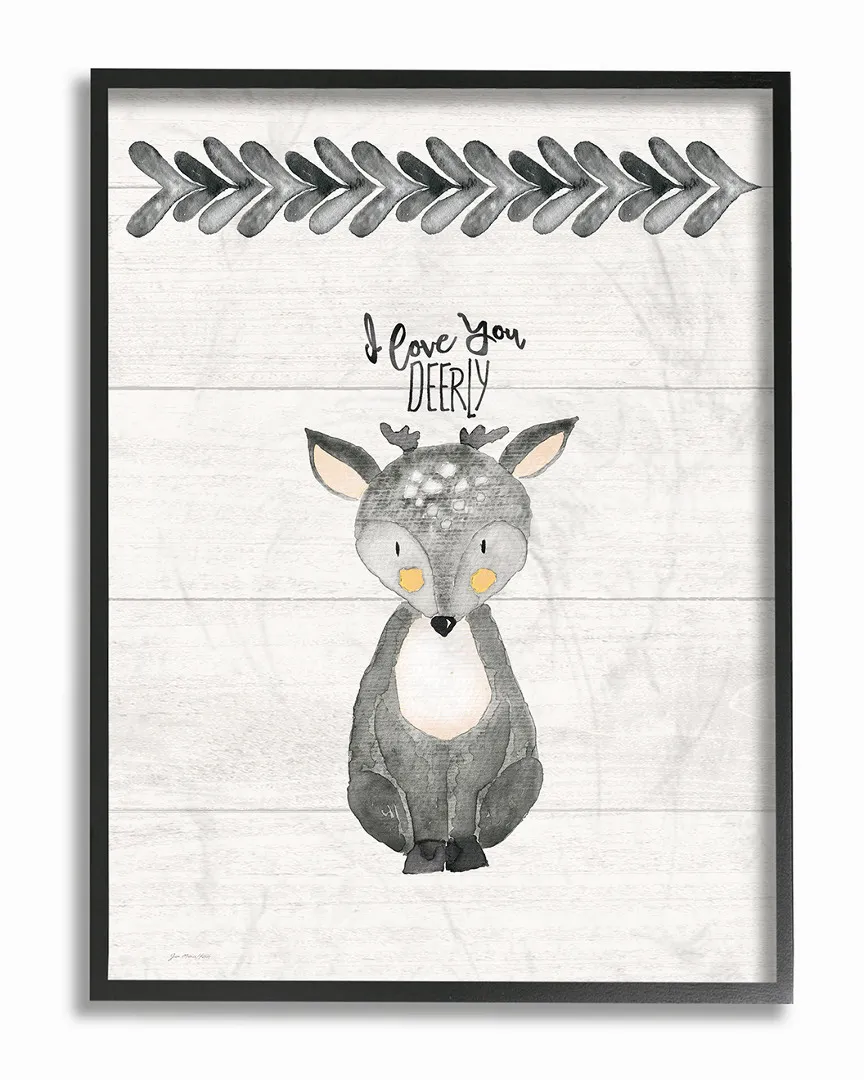 I Love You Deerly Framed Wall Art - Black image