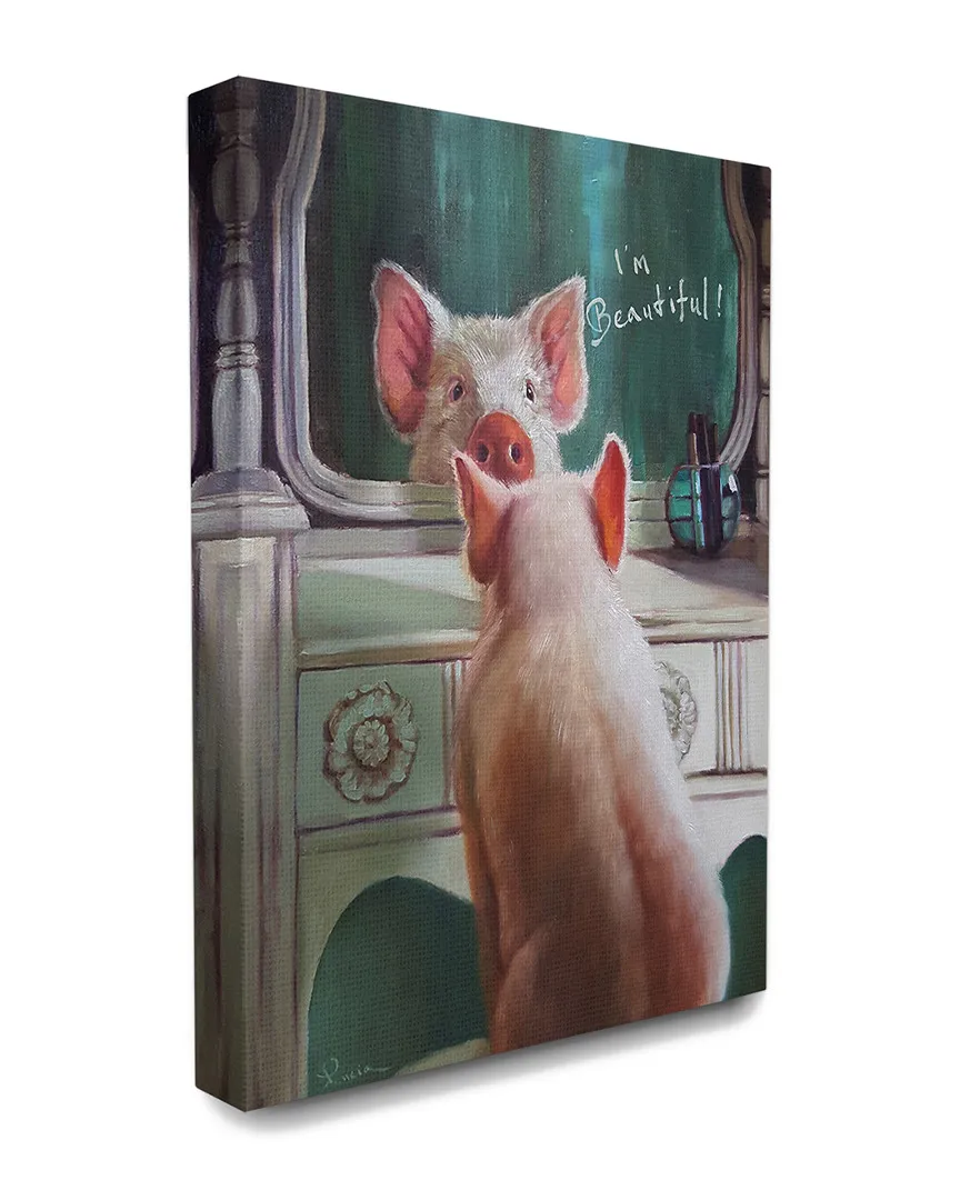 I'm Beautiful Painted Pig in Mirror Canvas Art Print