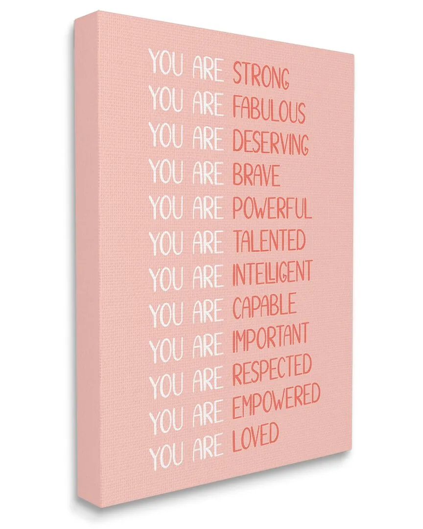 JJ Design House You Are Positivity Phrases Canvas Wall Art - Pink